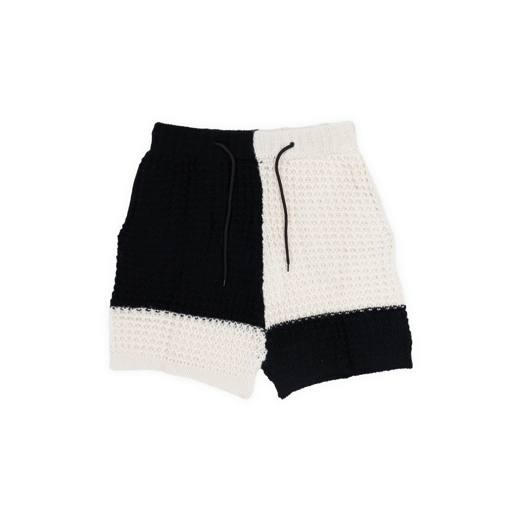 Loose Knit Short - Mohair (BLACK/ECRU)