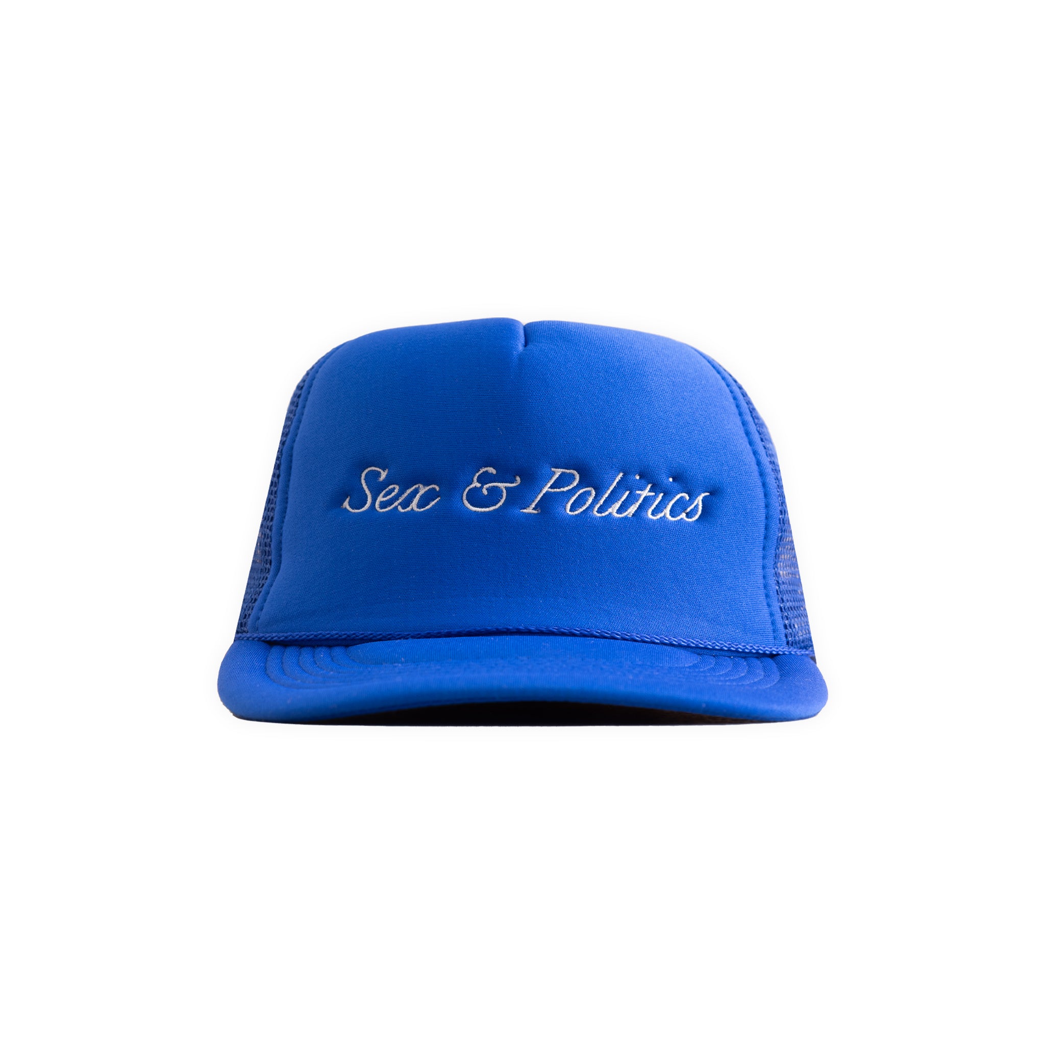 "S&P Script" Trucker Hat - Polyester (BLUE)