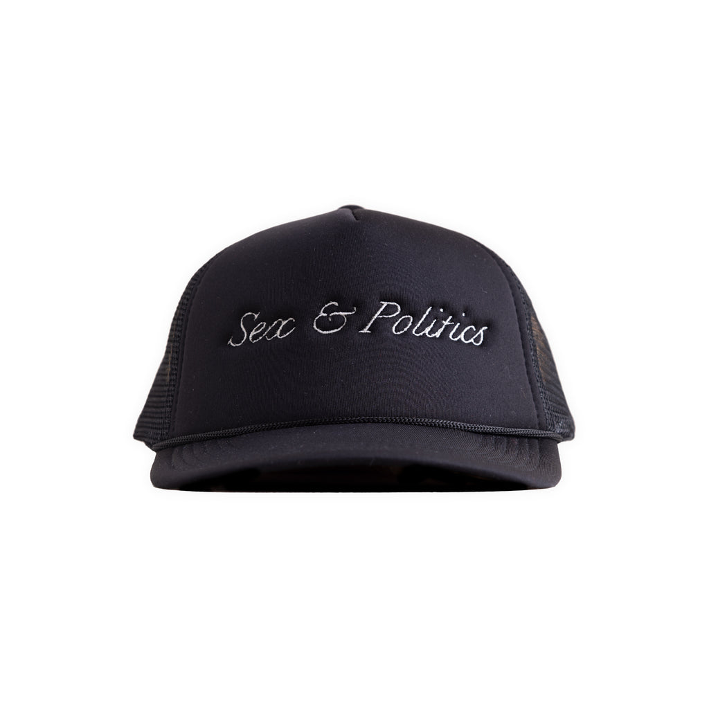 "S&P Script" Trucker Hat - Polyester (BLACK)