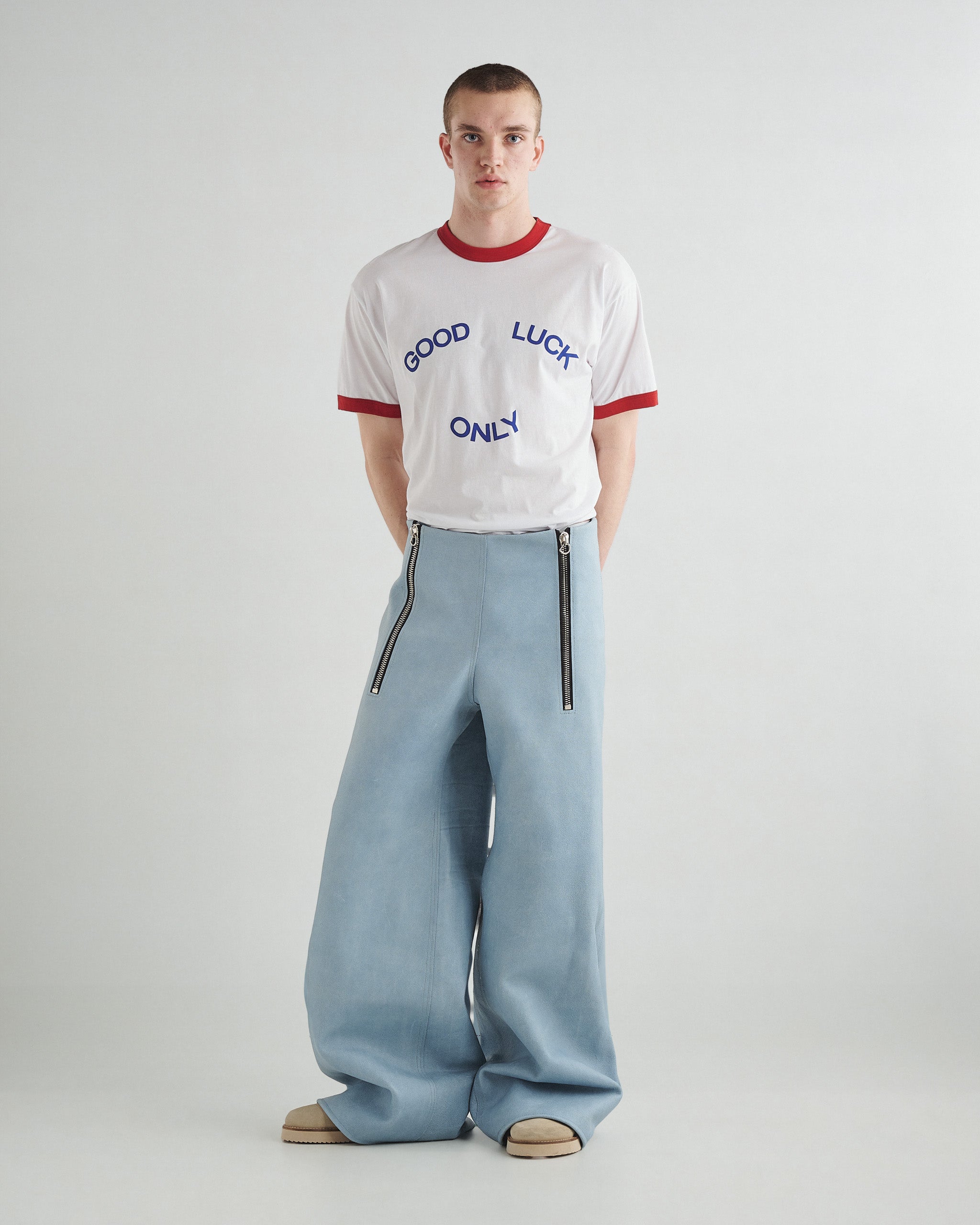 V-Back Leather Pants