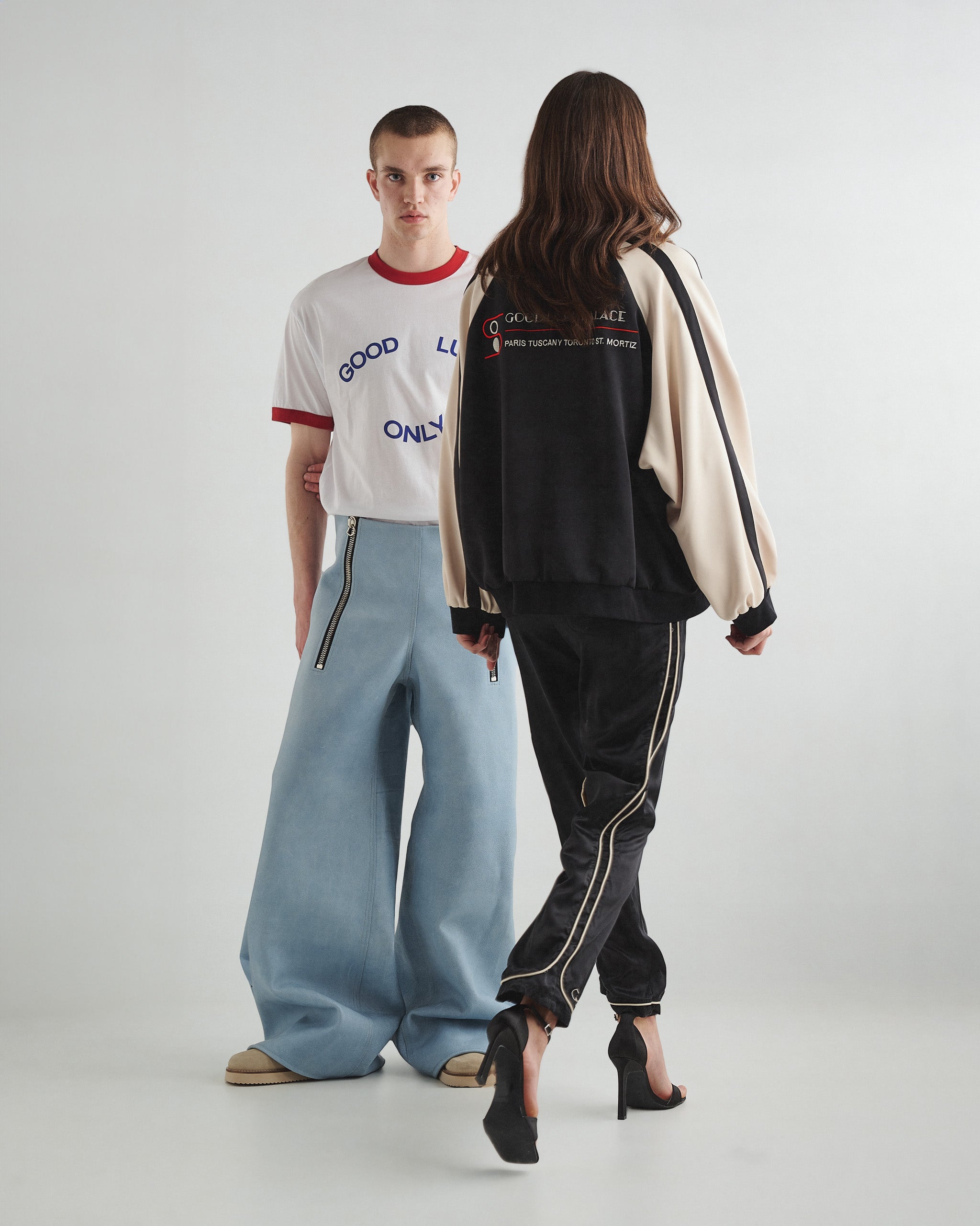 V-Back Leather Pants