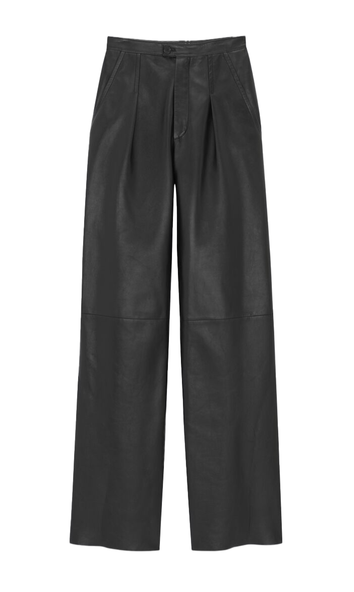Pleated Leather Trouser