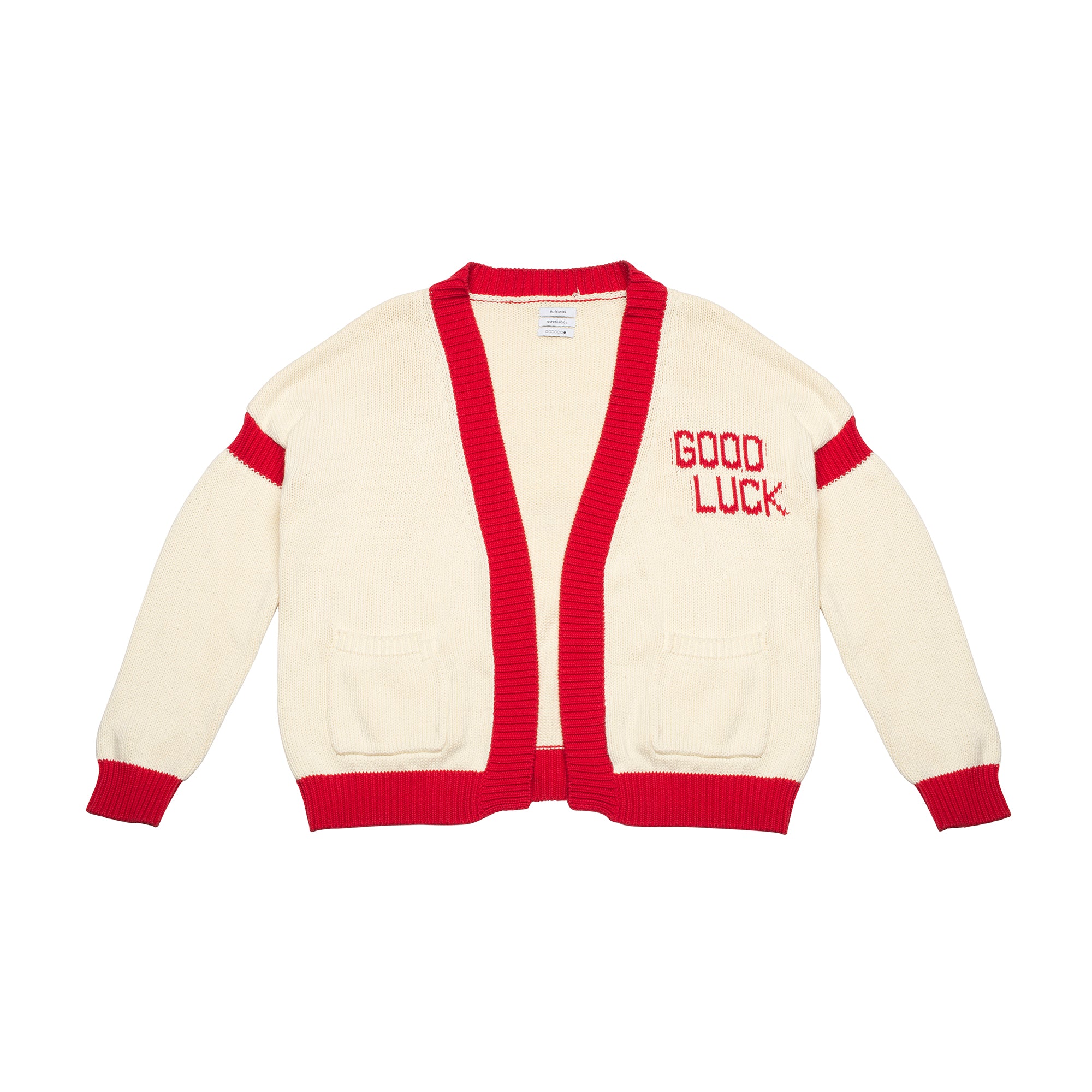 MSFW20.15.01 Good Luck Cardigan - Cream/Red