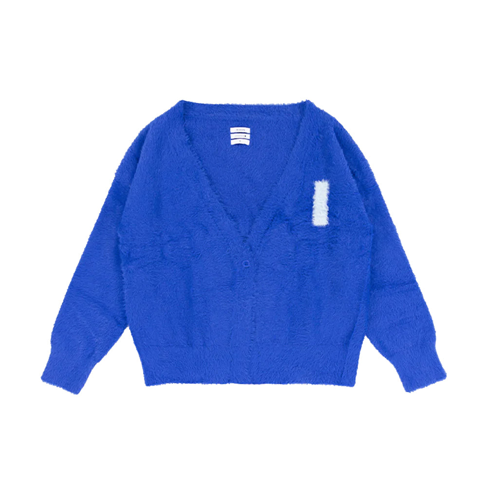 BLUE BRUSHED COTTON CARDIGAN