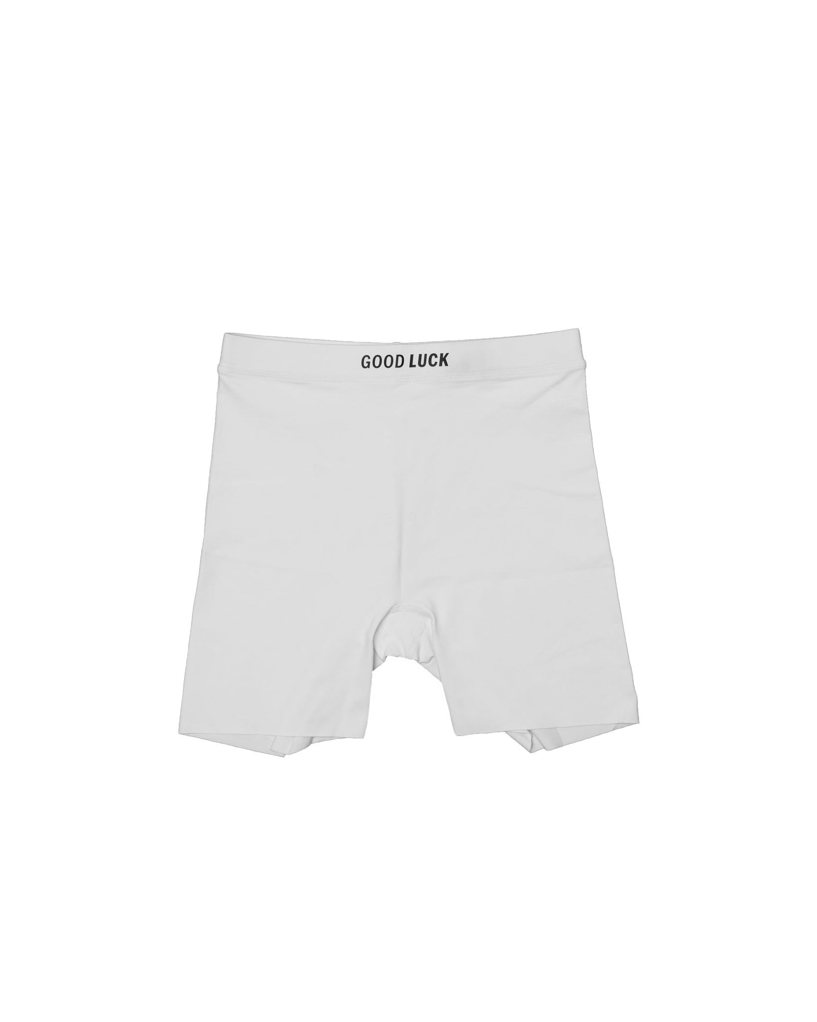 "Good Luck" Womens Biker Shorts (White)