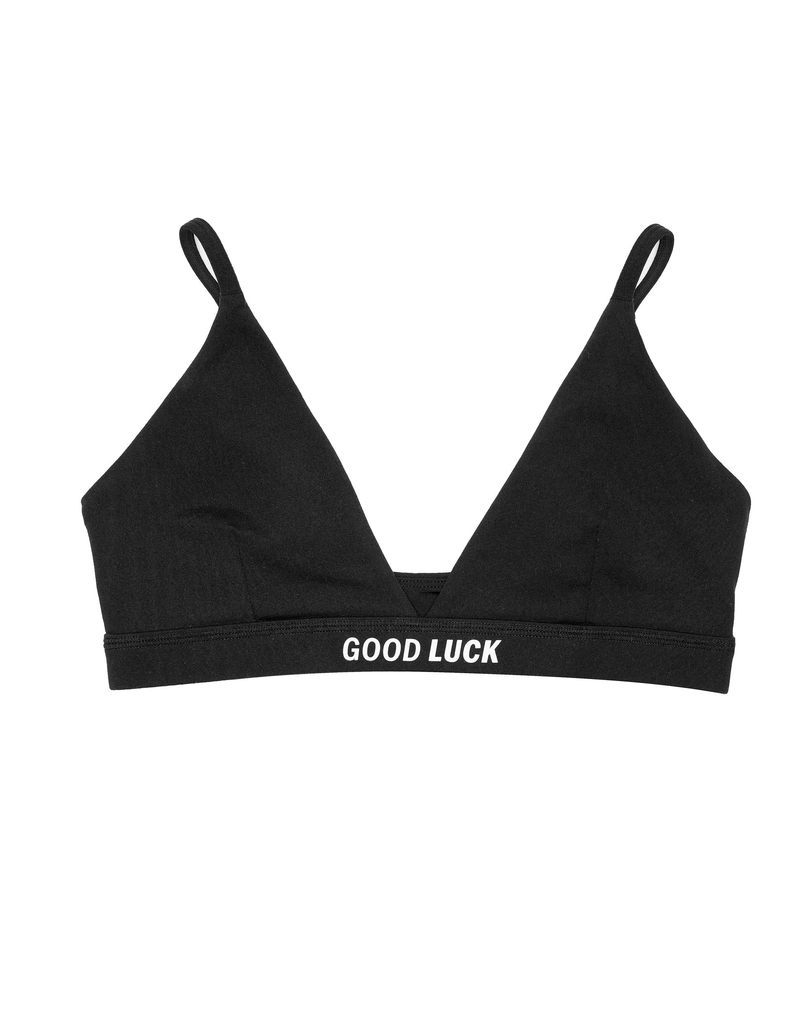 "Good Luck" Womens Sports Bra (Black)