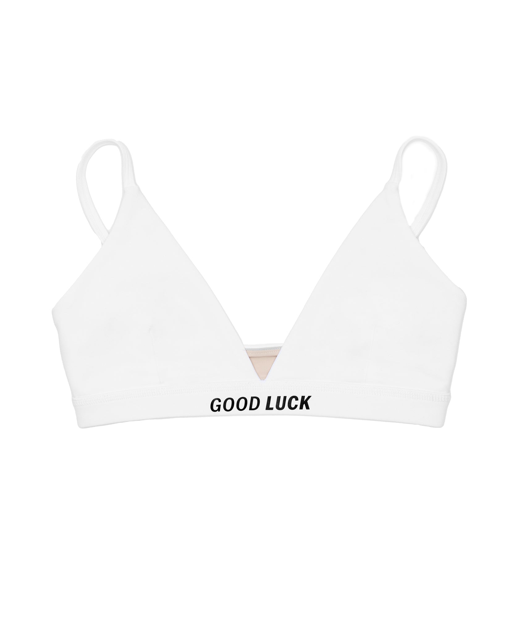 "Good Luck" Womens Sports Bra (White)